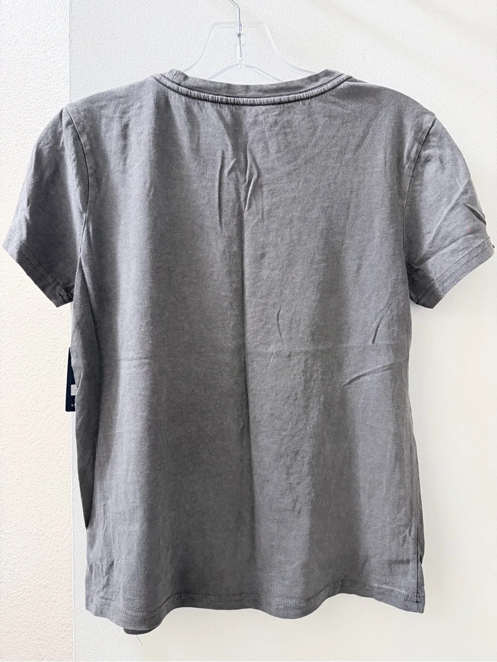 Lucky Brand Charcoal Floral Embroidered Short Sleeve Tee